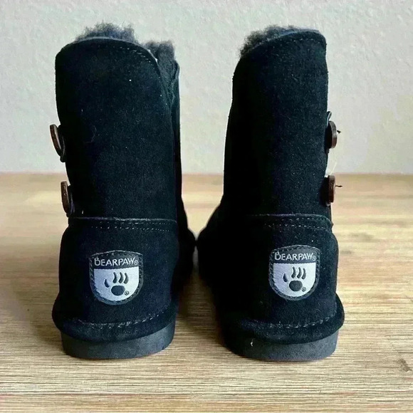 Bearpaw Winter Boots Rosaline Toddler Size 12 Black Suede Shearling Pull On - Picture 8 of 11